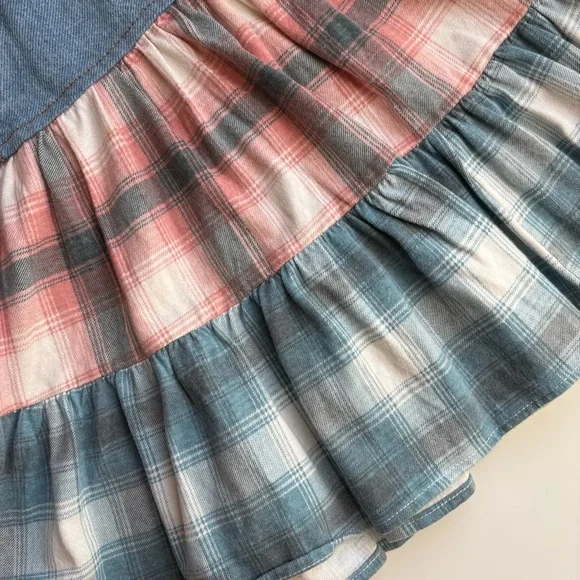 Vintage 90s California Concepts Jean Short Skirt Plaid Sz 7 Made In USA Western - Picture 9 of 13